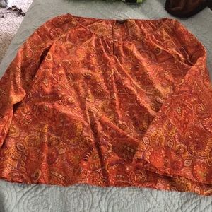 Orange paisley pullover blouse